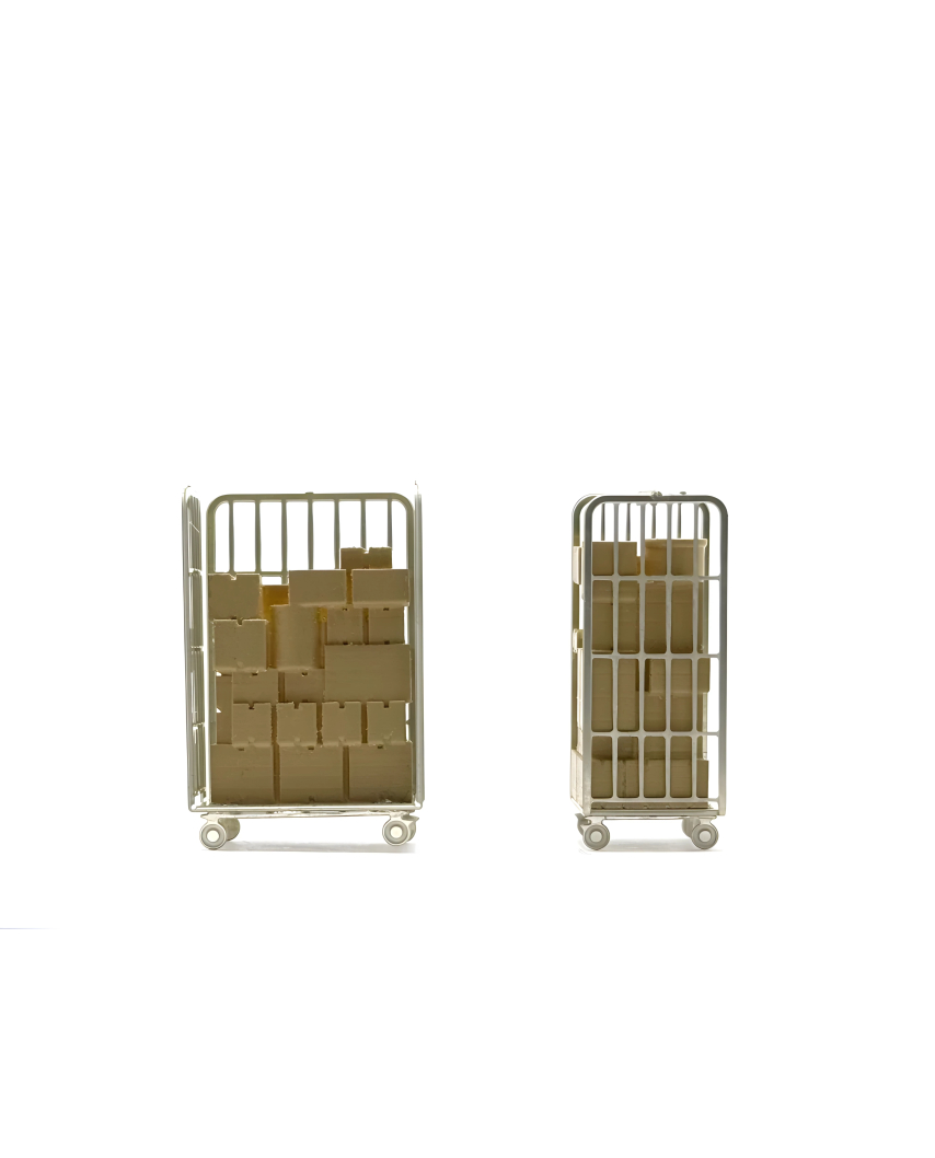 2 carritos de paquetería con paquetes