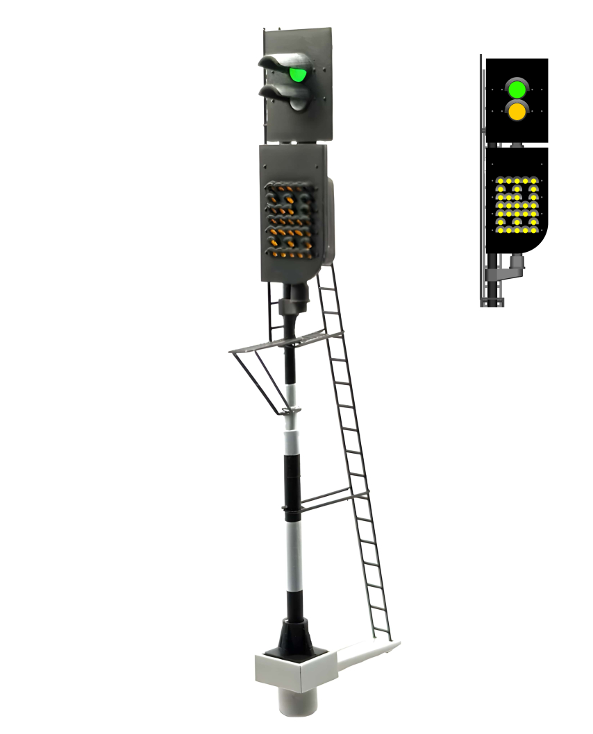 NS - Distant signal with speed indicator (Green/Ye