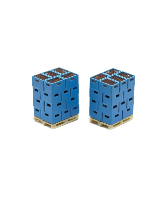 Blue beer boxes on pallet (2 units)