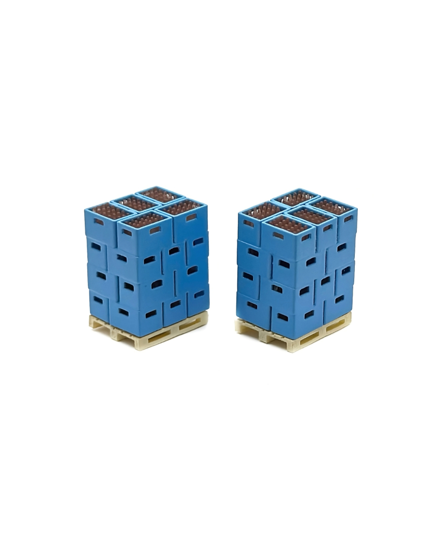 Blue beer boxes on pallet (2 units)