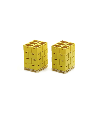 Yellow beer boxes on pallet (2 units)