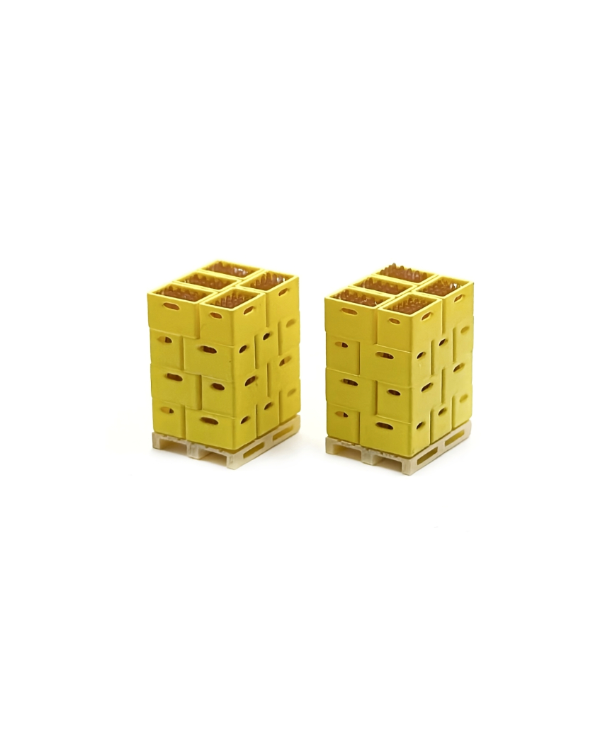 Yellow beer boxes on pallet (2 units)