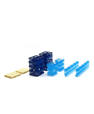 Blue water boxes on pallet (2 units)