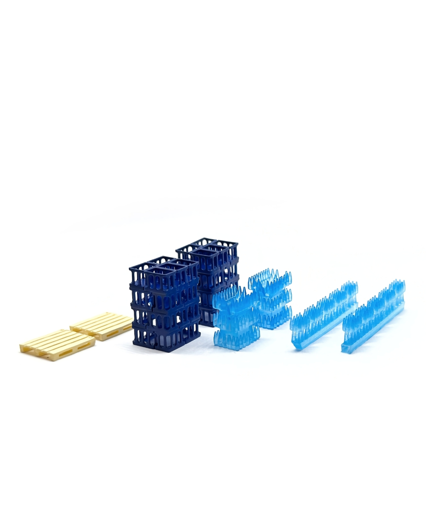 Blue water boxes on pallet (2 units)