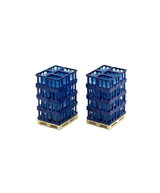 Blue water boxes on pallet (2 units)