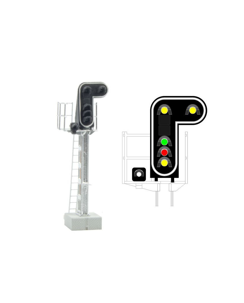 SNCF - Main signal with 5 LEDs (DoubleYellow/Green/Red/Yellow)