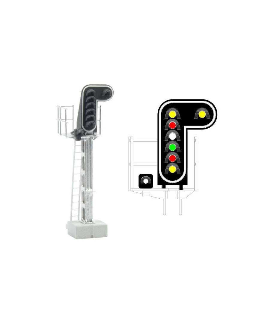 SNCF - Señal principal con 8 Leds (Doble ámbar/rojo/blanco/verde/rojo/ámbar/blanco)