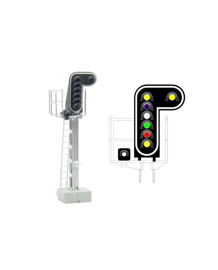 SNCF - Hauptsignal mit 8 LEDs (Doppelgelb/Violett/Weiss/Grün/Rot/Gelb/Weiss)