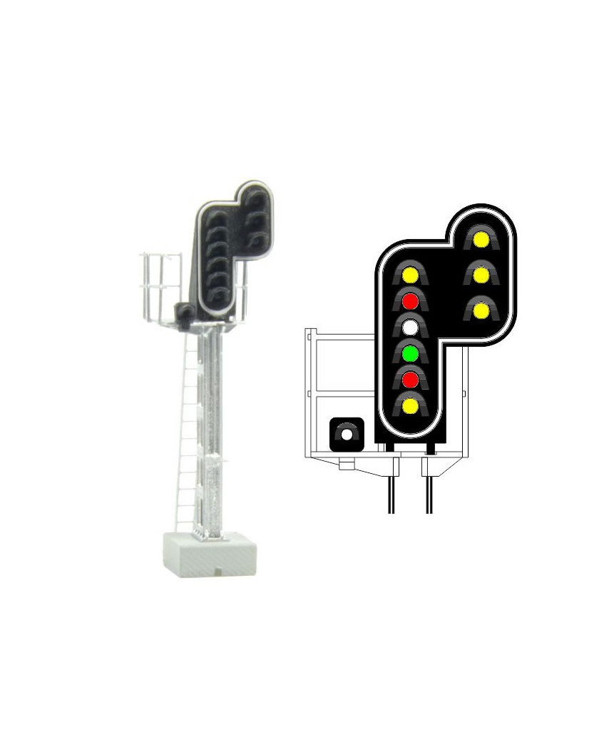 SNCF - Hauptsignal mit 10 LEDs (Doppelgelb/Rot/Weiss/Grün/Rot/Gelb/Weiss + Doppelgelb)