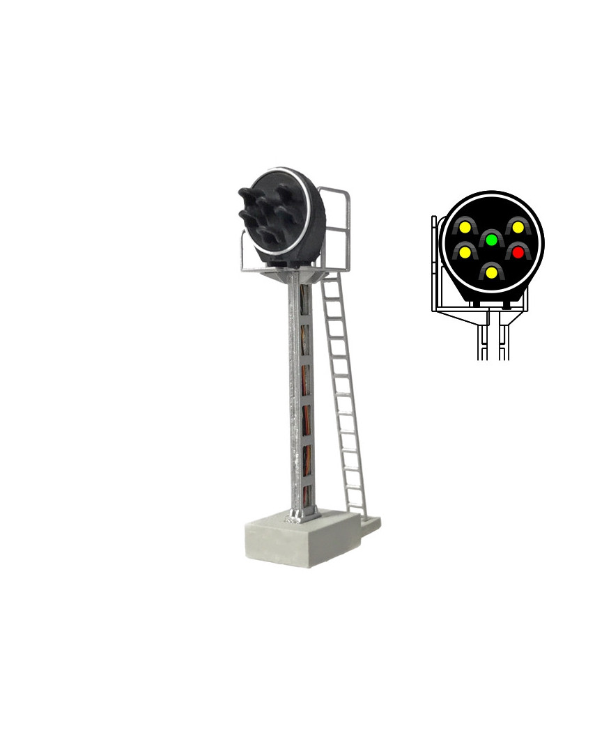 N | SNCF - Signal type Disk 6 lights (y/g/y/y/r/y)