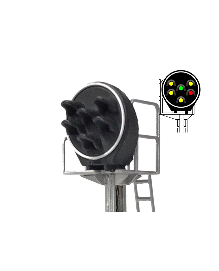 N | SNCF - Signal type Disk 6 lights (y/g/y/y/r/y)