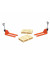 2 orange pallet jacks and 2 europallets