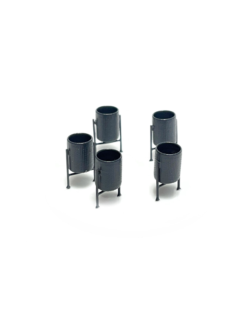 H0 | 5 metal bins (dark grey)