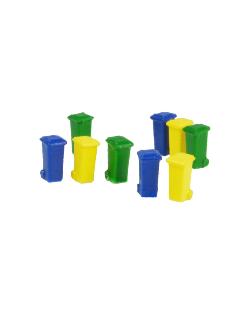 9 bacs de 100L (vert, bleu et jaune)
