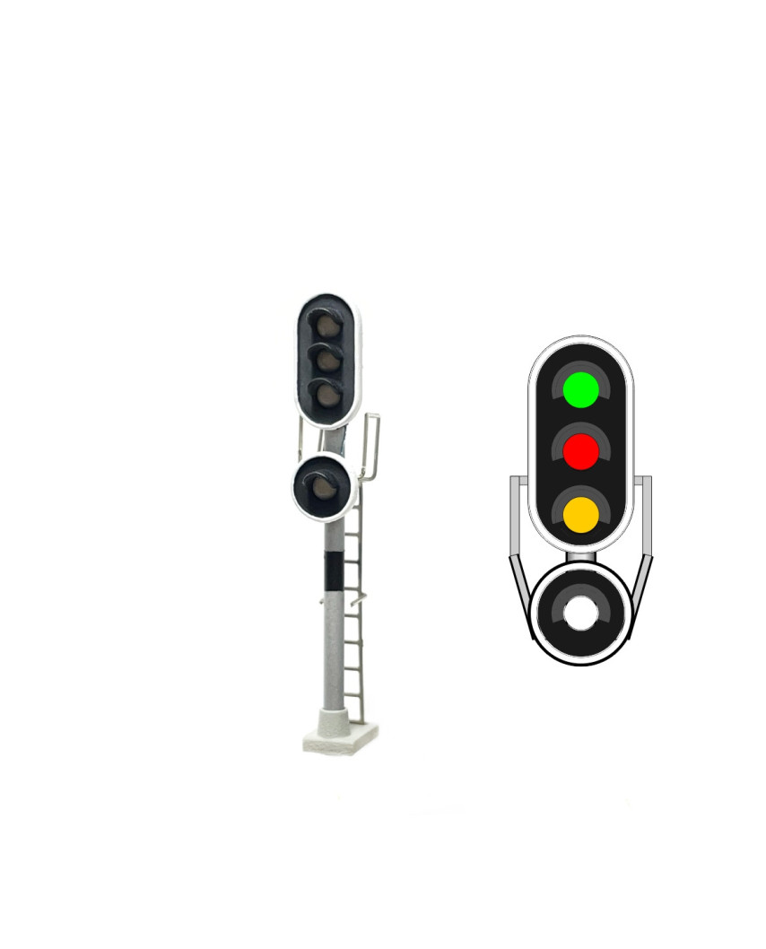 RENFE  - Signal principal avec 4 LEDs (vert/rouge/jaune/blanc)