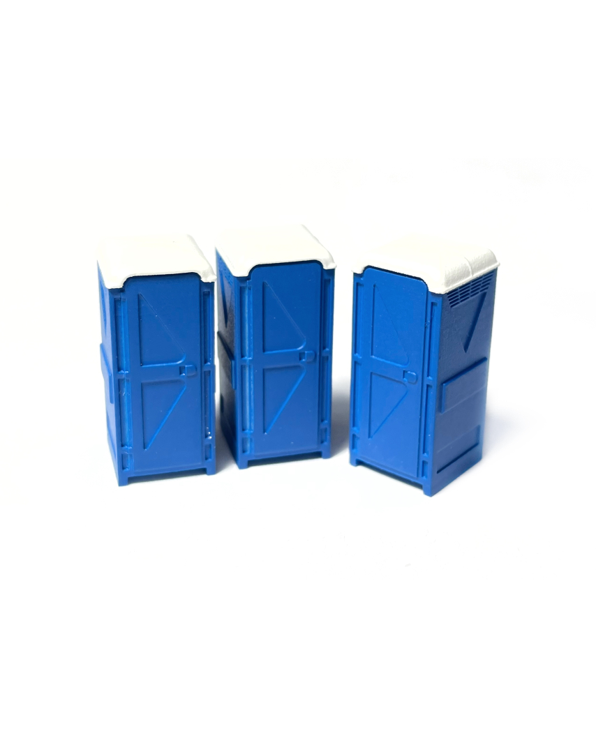 Blue portable toilettes